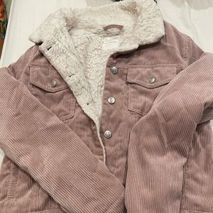 Pink ribbed furry jacket